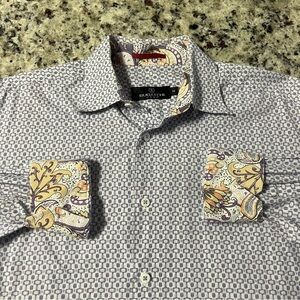 Bugatchi Umo, 100% Cotton, Patterned, Paisley Cuff, Geometric Shirt | Men’s M